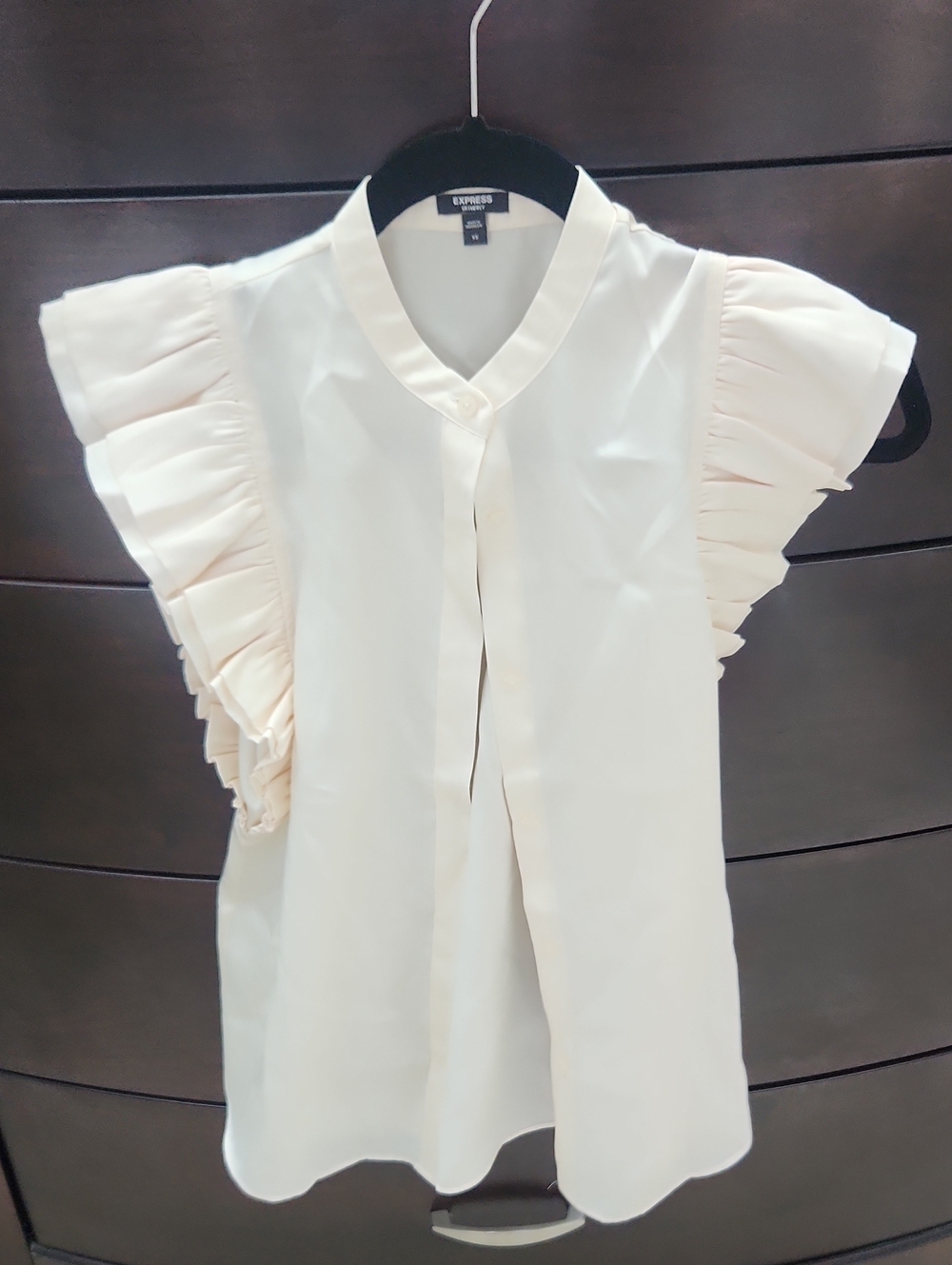 Express Cream Ruffle Sleeve Blouse